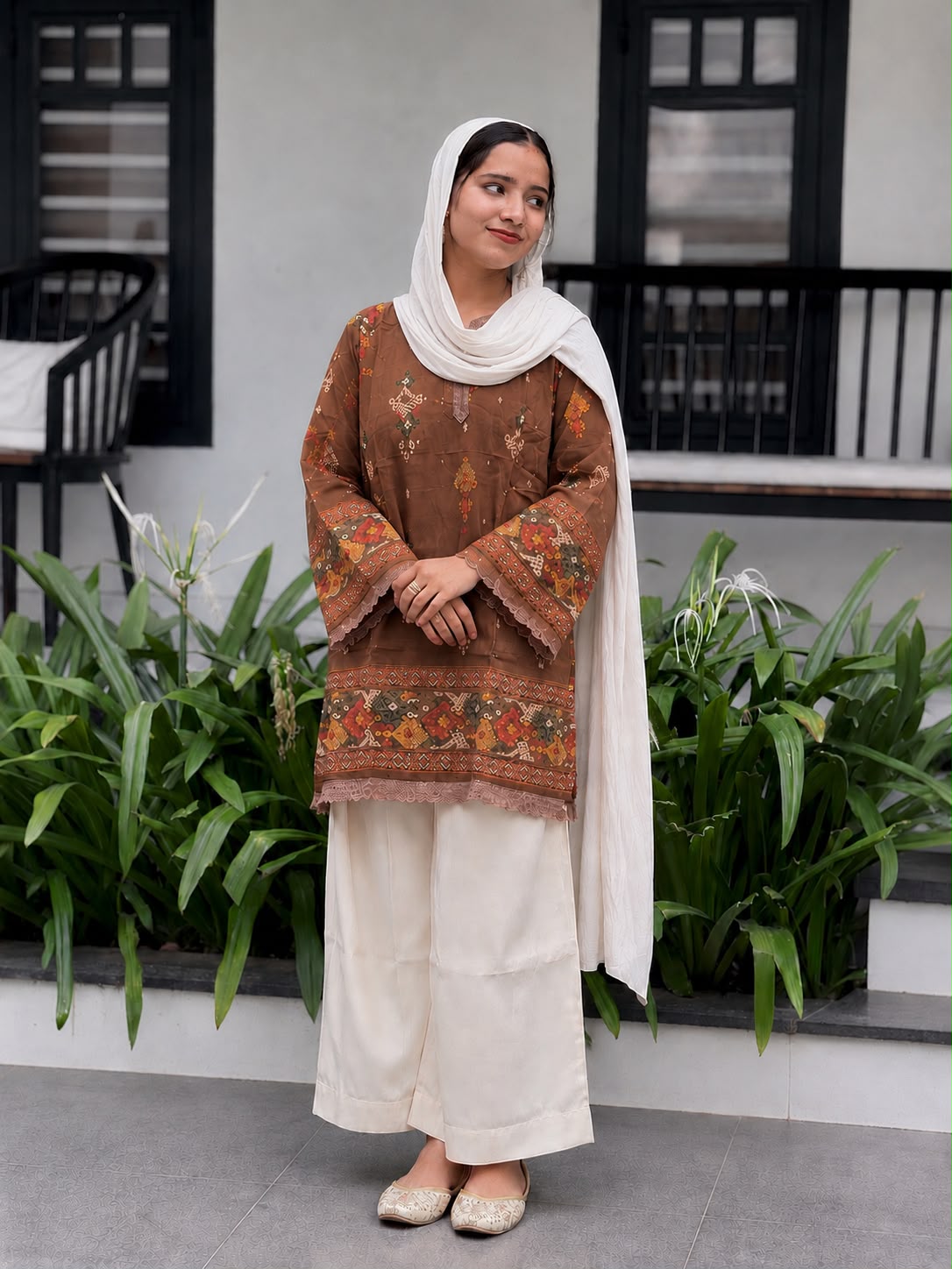 Printed Co-ord Set - Coffee brown